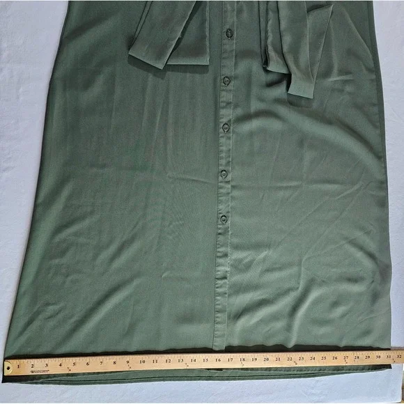 Woman's Casual Twist Front Short Sleve Collar Button Down Long Shirt Dress Large - Picture 12 of 14